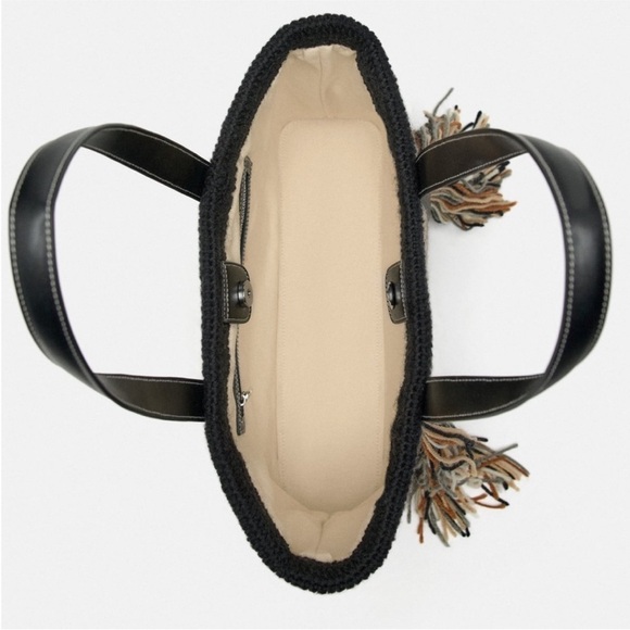 Zara limited edition stripped knit fringe shopper bag - Picture 6 of 7